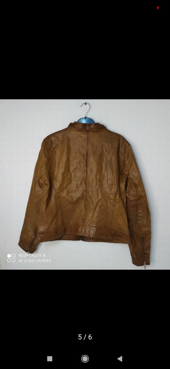 Kahverengi Kemerli Kadın Deri Ceket - Görsel 5