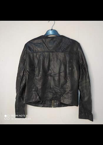 Siyah Deri Biker Ceket Kadın - Görsel 5