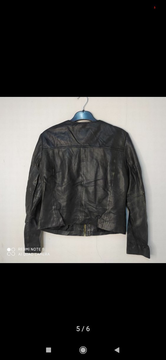 Siyah Deri Biker Ceket Kadın - Görsel 5