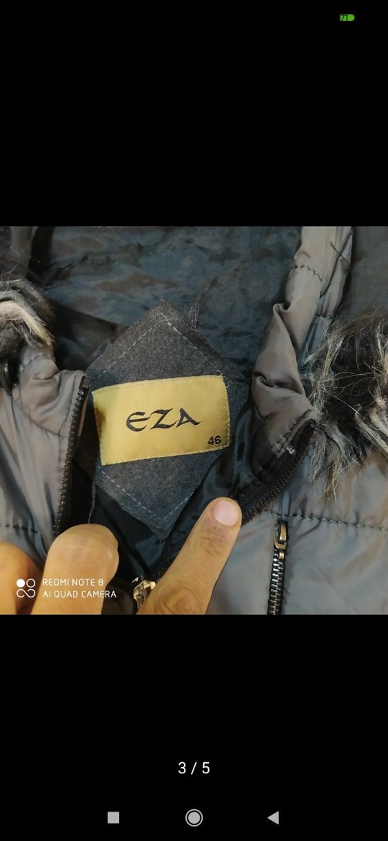 Gri Uzun Kadın Kışlık Mont Kürklü Kapüşonlu - Görsel 3