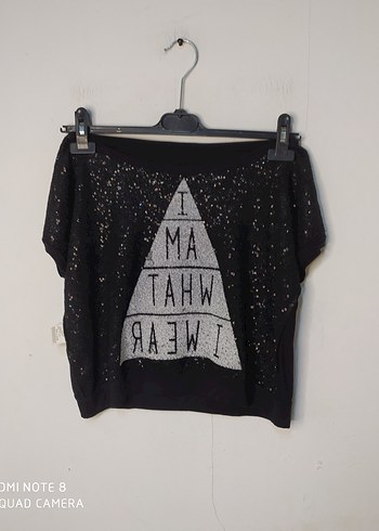 Kız Çocuk Siyah Simli Baskılı Tişört - Görsel 2