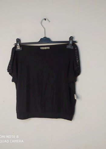 Kız Çocuk Siyah Simli Baskılı Tişört - Görsel 4