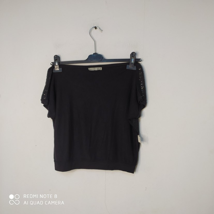 Kız Çocuk Siyah Simli Baskılı Tişört - Görsel 4