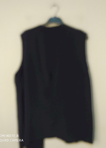 Kadın Siyah V Yaka Kolsuz Midi Yelek - Görsel 4