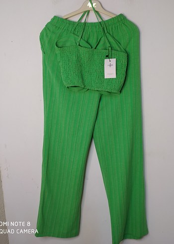 Kadın Yeşil Pilili Rahat Kumaş Pantolon - Görsel 4