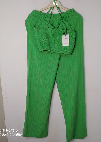 Kadın Yeşil Pilili Rahat Kumaş Pantolon - Görsel 3