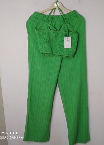 Kadın Yeşil Pilili Rahat Kumaş Pantolon - Görsel 2