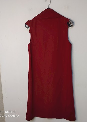 Bordo Süet Kadın Uzun Yelek - Görsel 4