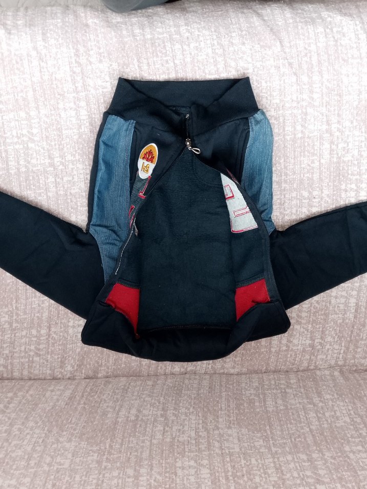 Erkek Çocuk Koyu Mavi Denim Fermuarlı Ceket - Görsel 2