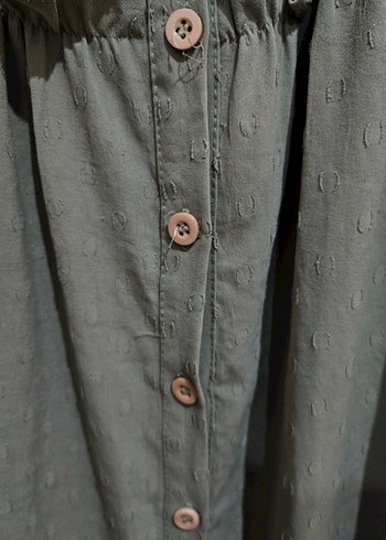 Kadın Haki Uzun Keten Tunik - Görsel 4