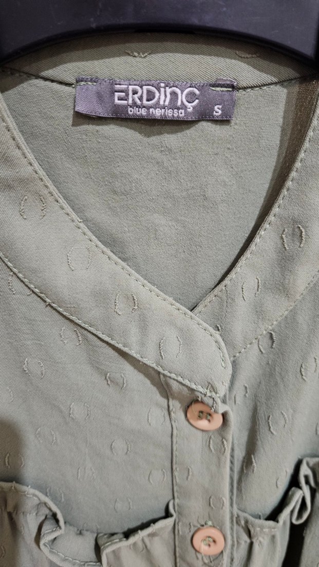 Kadın Haki Uzun Keten Tunik - Görsel 2