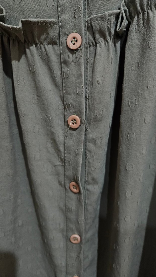 Kadın Haki Uzun Keten Tunik - Görsel 4