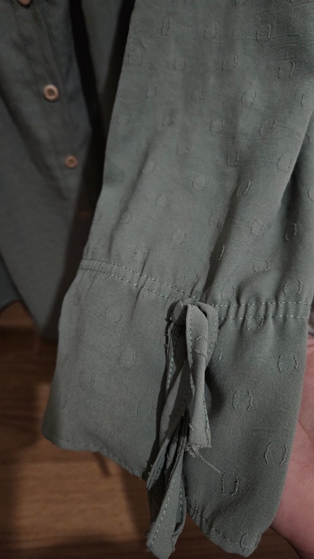 Kadın Haki Uzun Keten Tunik - Görsel 3