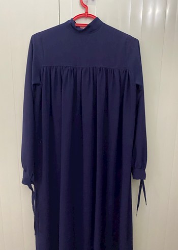 Lacivert Uzun Kollu Tesettür Elbise - Görsel 4