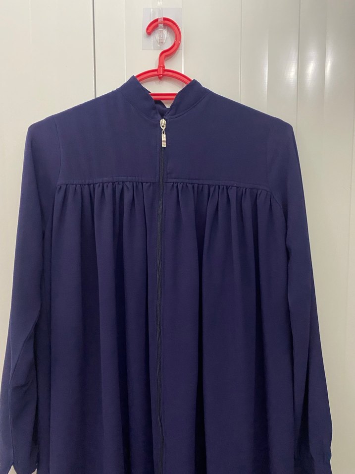 Lacivert Uzun Kollu Tesettür Elbise - Görsel 2