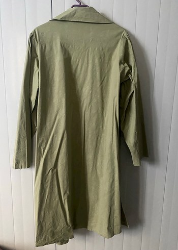 Kadın Keten Midi Gömlek - Haki - Görsel 4