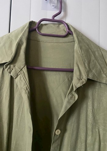 Kadın Keten Midi Gömlek - Haki - Görsel 2