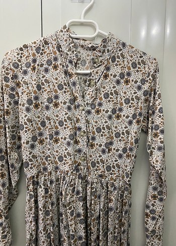 Uzun Bohem Pamuklu Düğmeli Elbise - Görsel 3