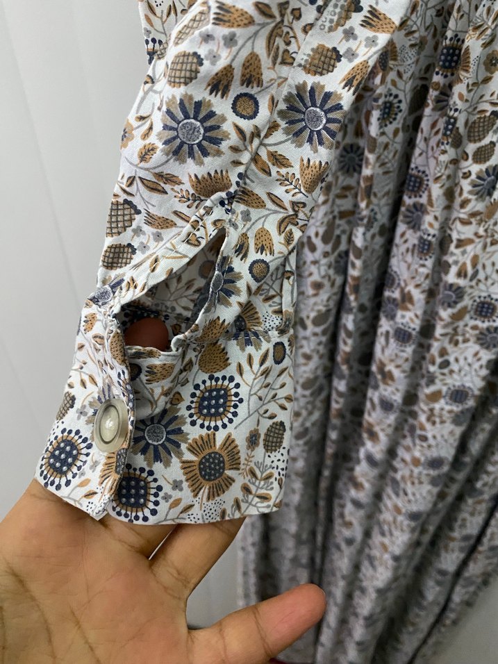 Uzun Bohem Pamuklu Düğmeli Elbise - Görsel 4