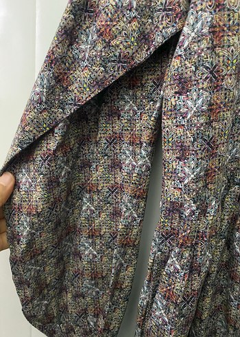 Düğmeli Gri Bohem Uzun Kollu Elbise - Görsel 4