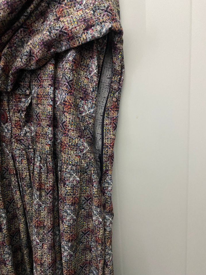 Düğmeli Gri Bohem Uzun Kollu Elbise - Görsel 5