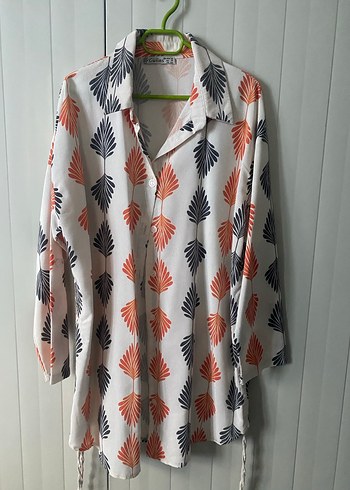 Bohem Uzun Kollu Desenli Uzun Gömlek - Görsel 2