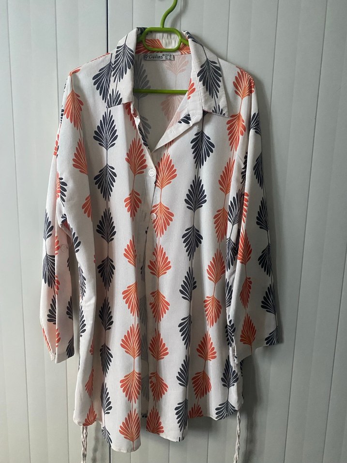 Bohem Uzun Kollu Desenli Uzun Gömlek - Görsel 2