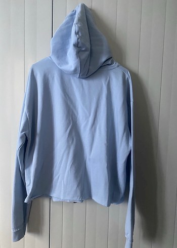 Mavi Kapüşonlu Kadın Sweatshirt - Görsel 3