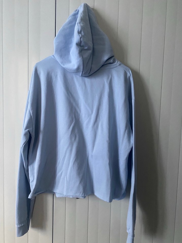 Mavi Kapüşonlu Kadın Sweatshirt - Görsel 3