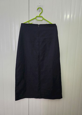 Drapeli Siyah Midi Kadın Uzun Etek - Görsel 4