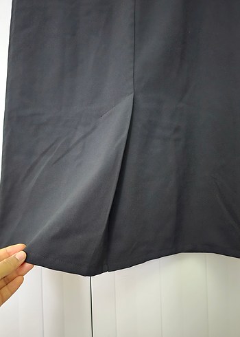 Siyah Midi Kadın Kemerli Etek - Görsel 5