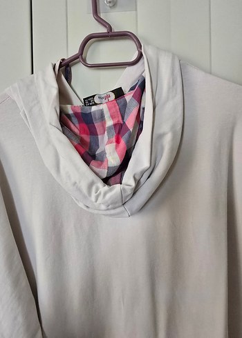 Pamuklu Uzun Beyaz Kadın Sweatshirt - Görsel 5