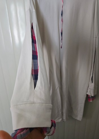 Pamuklu Uzun Beyaz Kadın Sweatshirt - Görsel 3