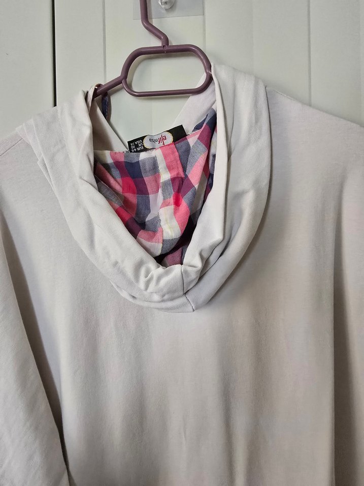 Pamuklu Uzun Beyaz Kadın Sweatshirt - Görsel 5