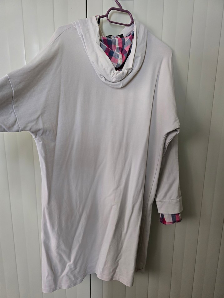 Pamuklu Uzun Beyaz Kadın Sweatshirt - Görsel 4