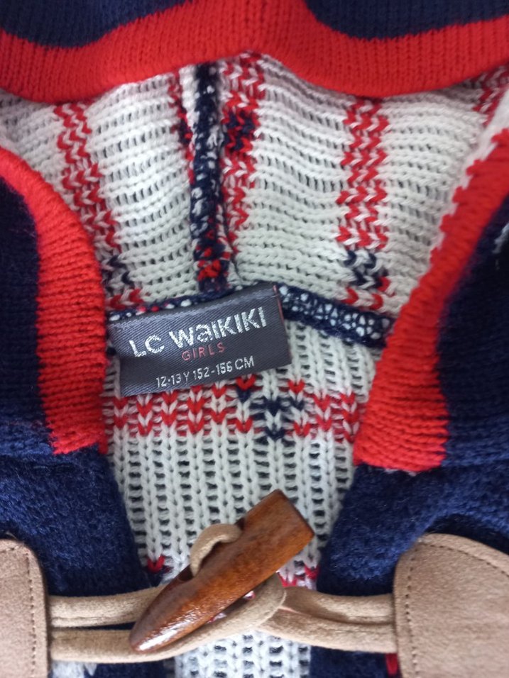 Kapüşonlu Nakışlı Renkli Kız Pançosu - Görsel 2