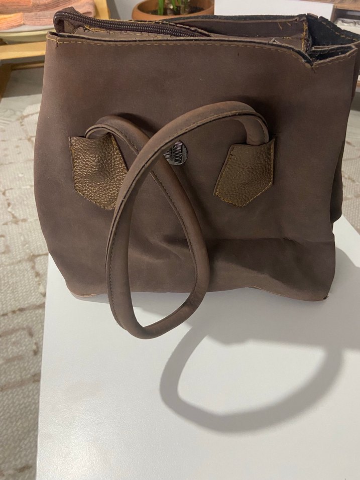 Kahverengi Deri Kadın Büyük Çanta - Görsel 2