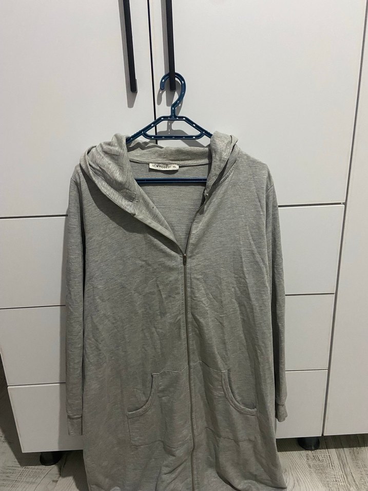 Gri Midi Sweatshirt Yüksek Yakalı - Görsel 2