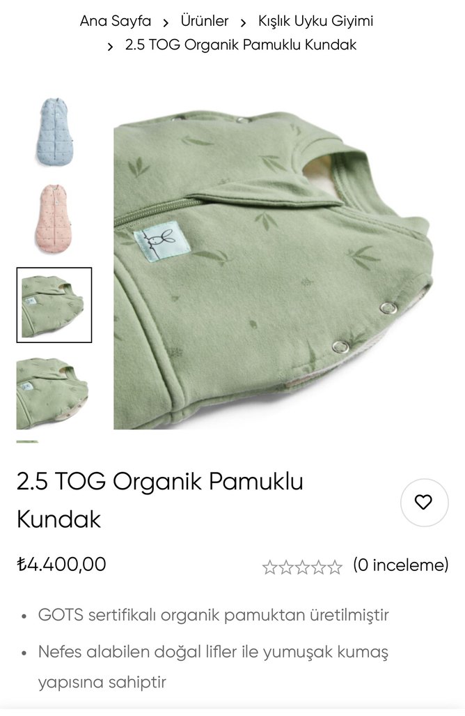 2.5 TOG Organik Pamuklu Kundak-Ergopouch - Görsel 3