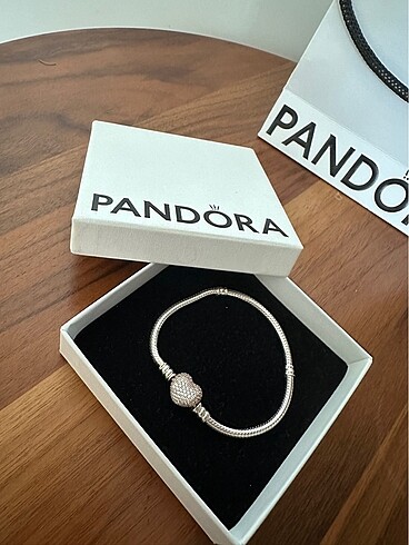 Pandora Pandora Pembe Altın Kaplama Kalpli Gümüş Bileklik