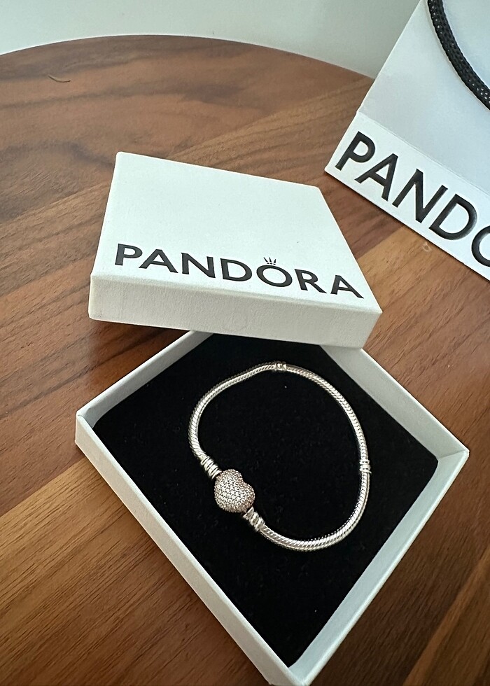 Pandora Pembe Altın Kaplama Kalpli Gümüş Bileklik - Görsel 2