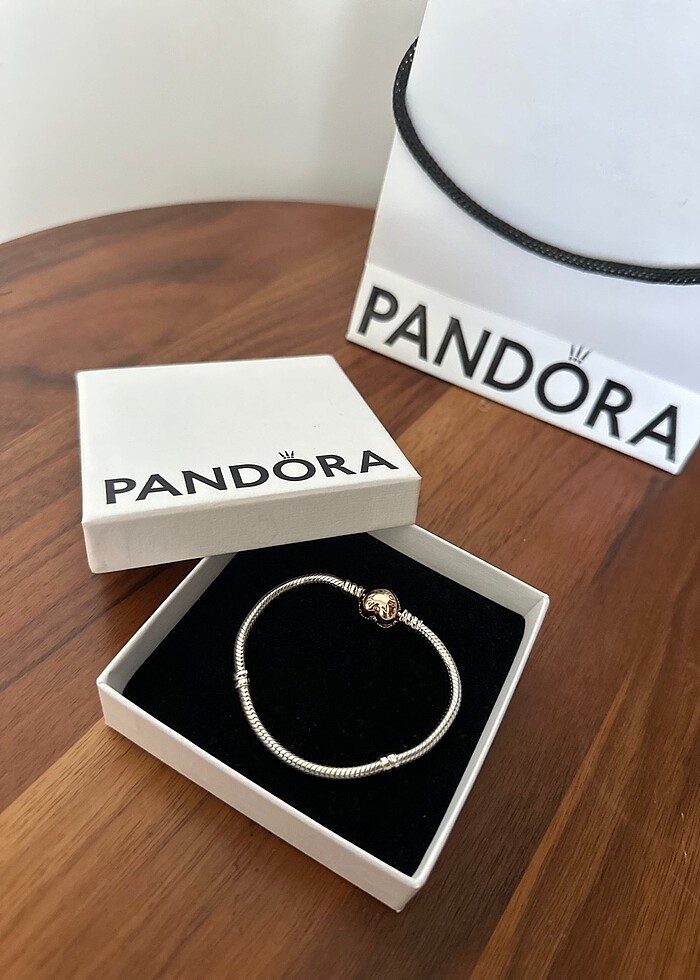 Pandora Pembe Altın Kaplama Kalpli Gümüş Bileklik - Görsel 4