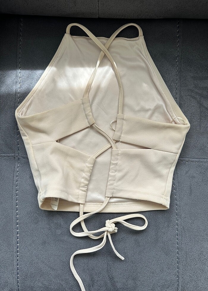 Stradivarius Bağcıklı Bej Üst - Görsel 2