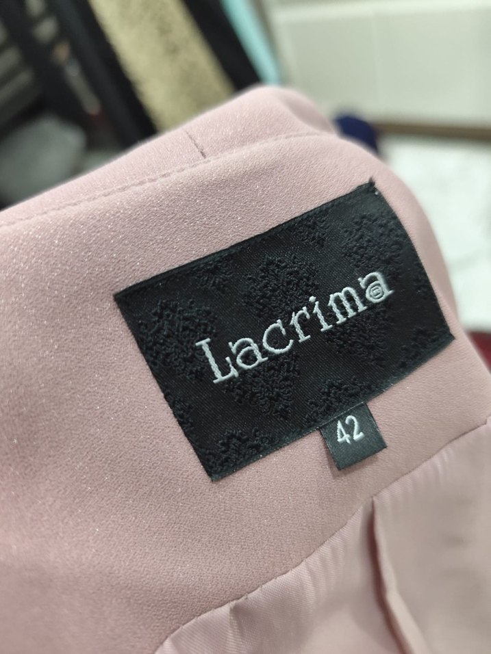 Düğmeli somon rengi maxi boy kadın ikili Takım Elbise - Görsel 3