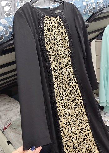 Uzun Siyah Drapeli Kadın Abiye Elbise - Görsel 3