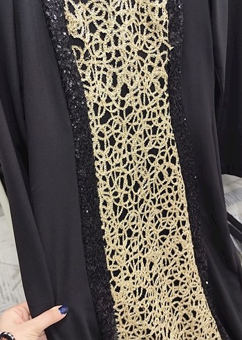 Uzun Siyah Drapeli Kadın Abiye Elbise - Görsel 2