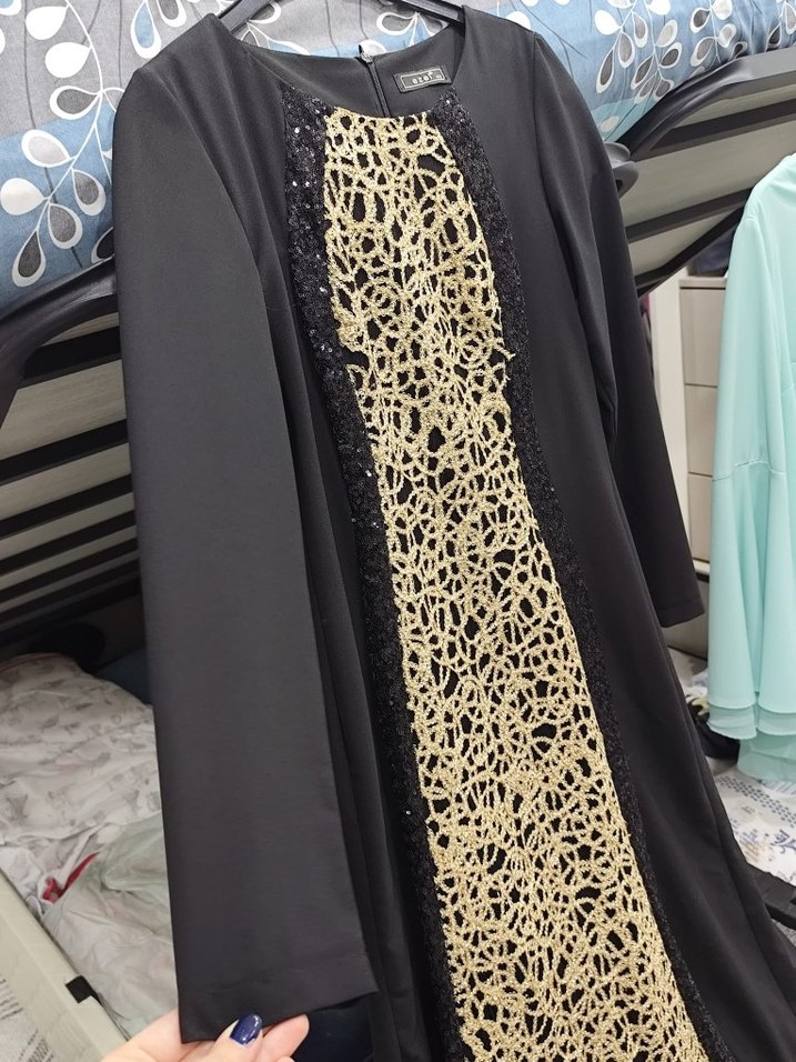 Uzun Siyah Drapeli Kadın Abiye Elbise - Görsel 3