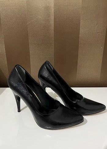 Kadın Siyah Deri Stiletto Topuklu Ayakkabı - Görsel 7