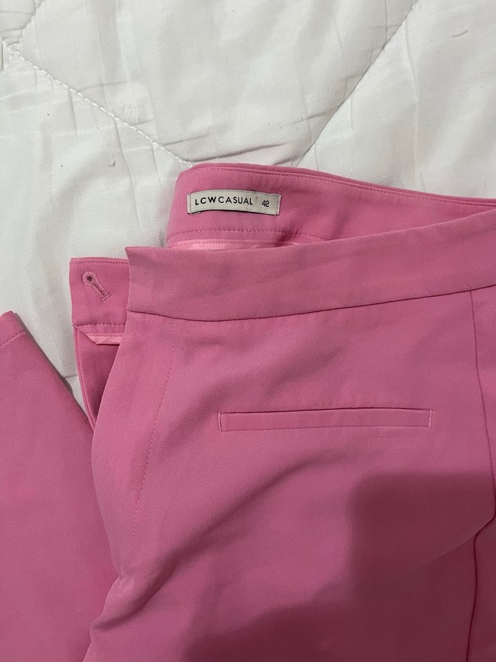 Pastel Pembe Kadın Spor Kumaş Pantolon - Görsel 4