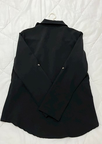 Düğmeli Siyah Kadın Gömlek - Görsel 2